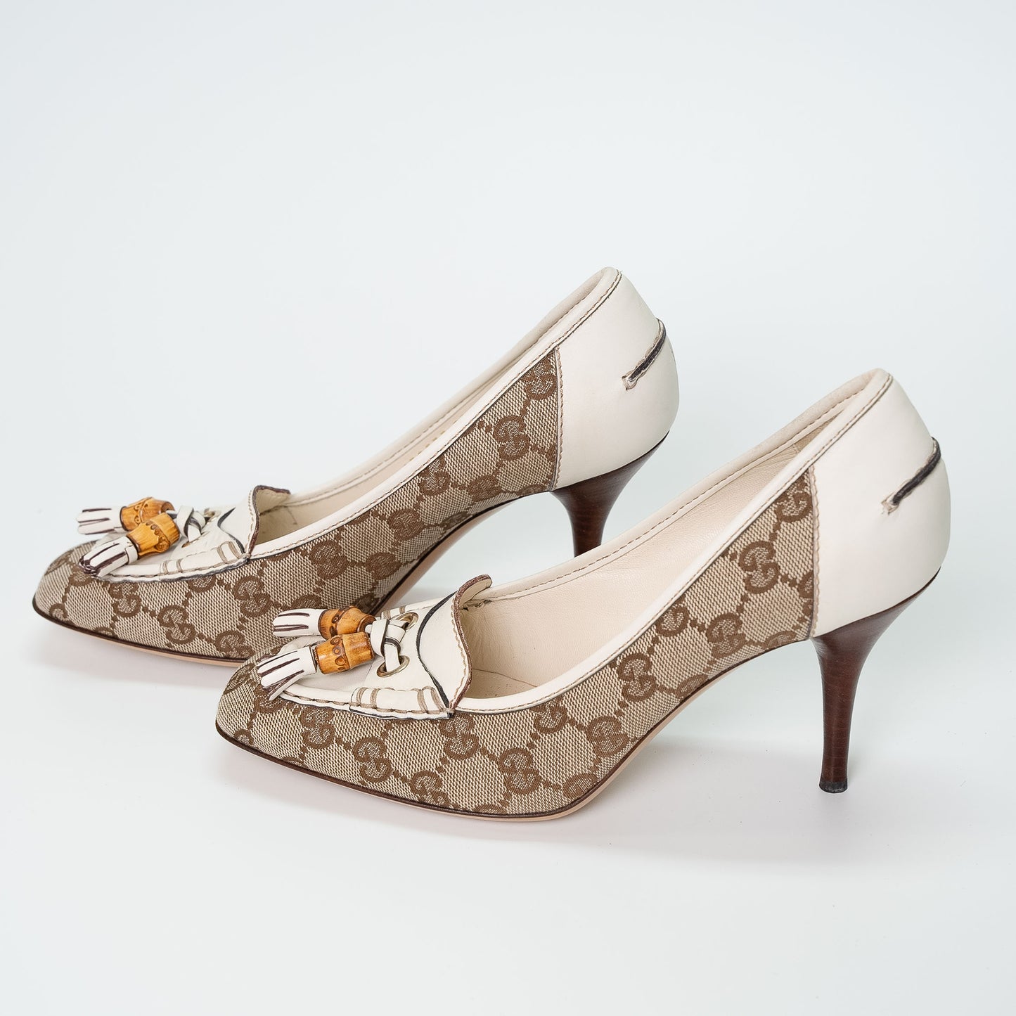 Gucci GG Canvas Bamboo Tassel Heels