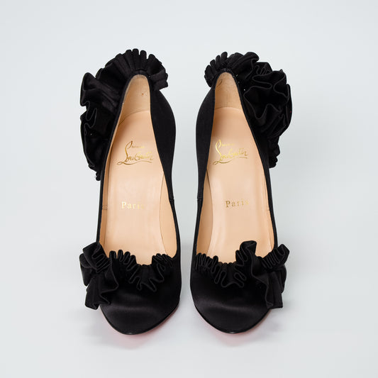 Christian Louboutin Escandria Veneneuse 120 Black Satin Heels