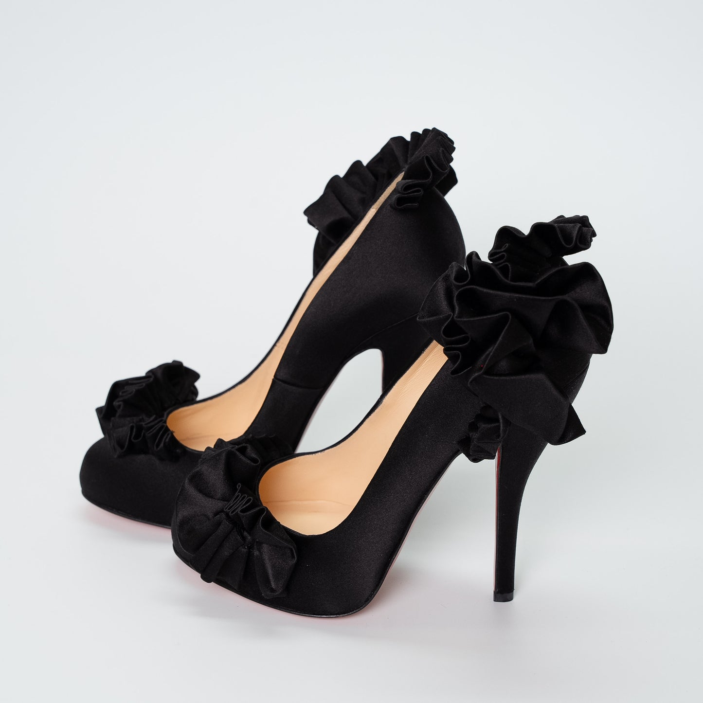 Christian Louboutin Escandria Veneneuse 120 Black Satin Heels