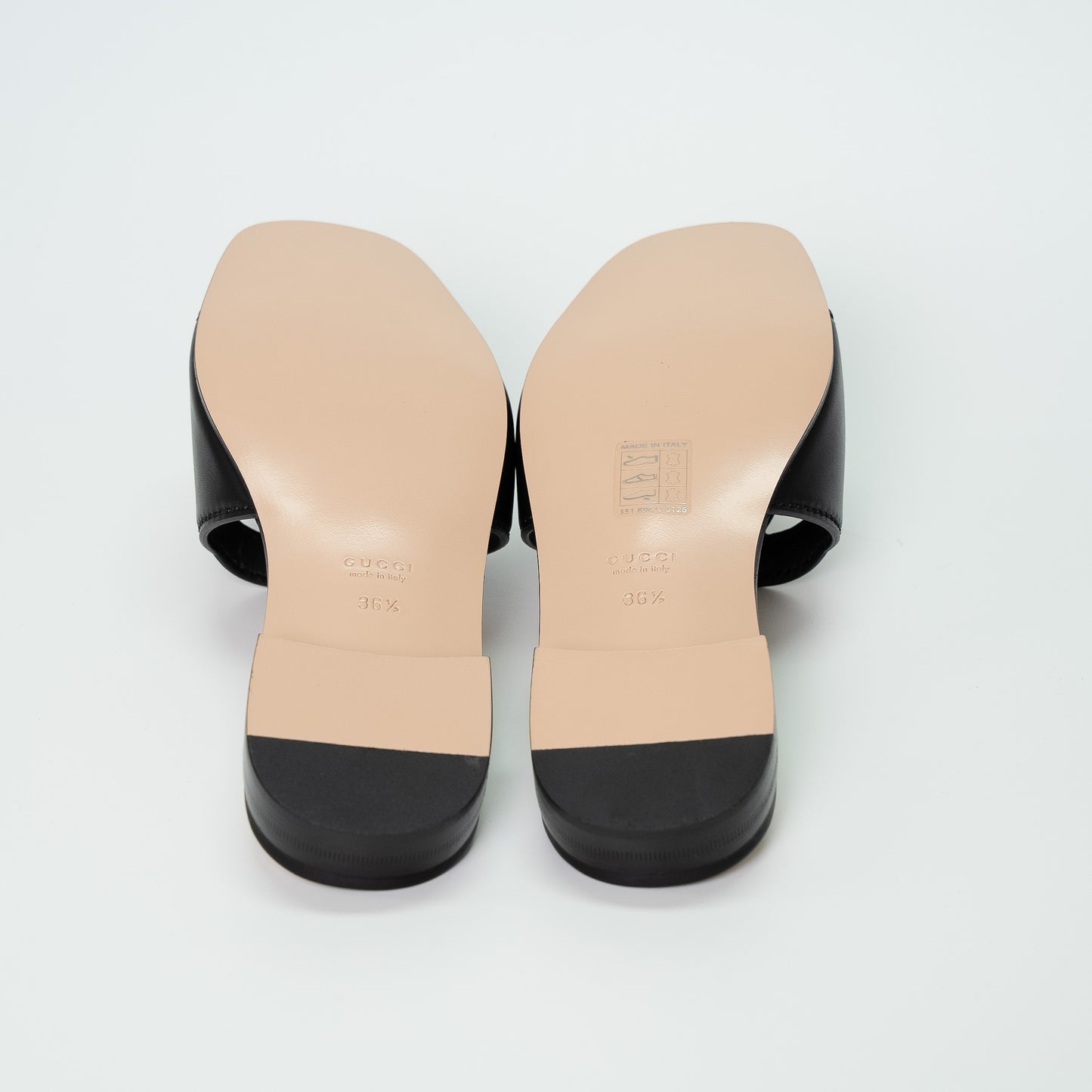 Gucci Black Leather GG Slide Sandals