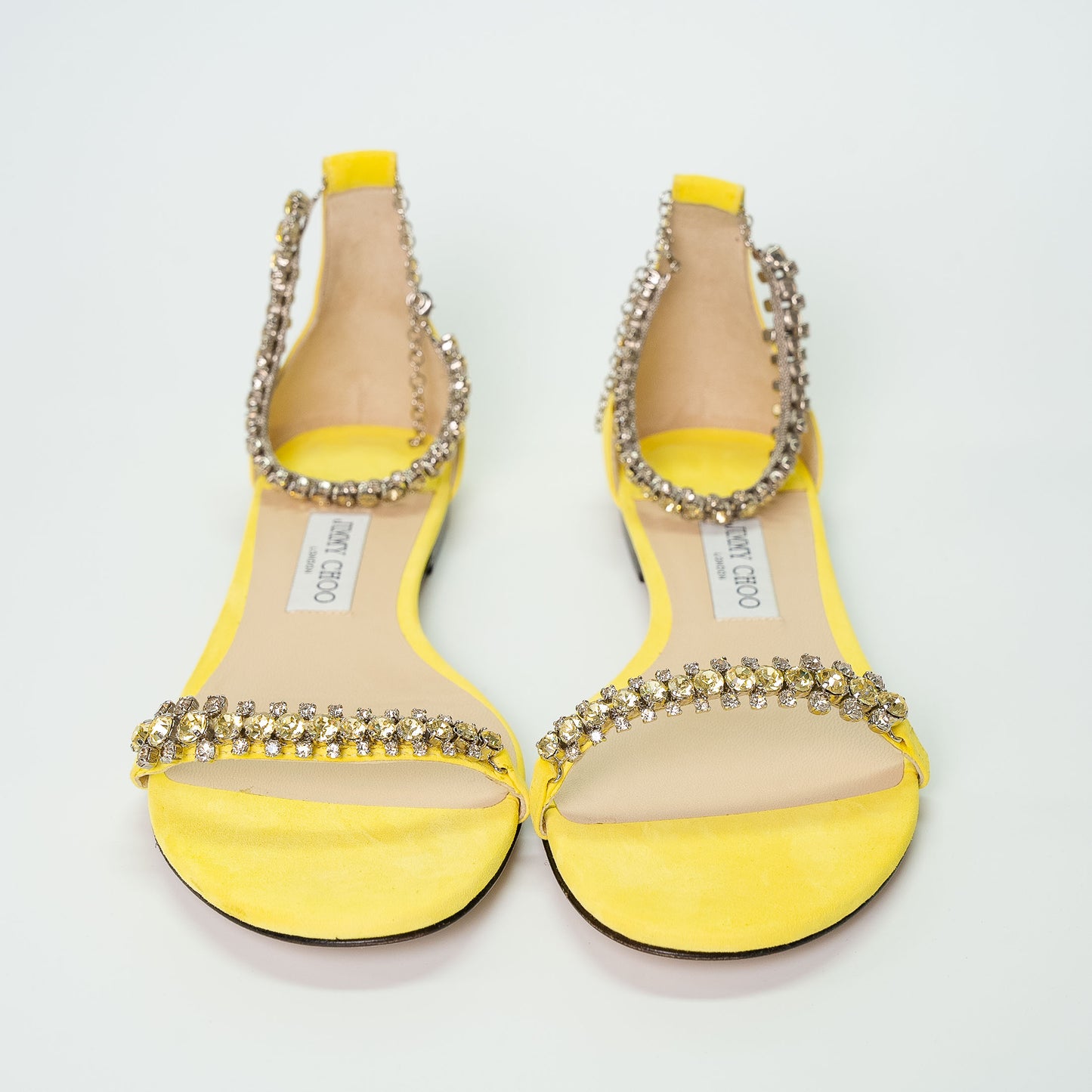 Jimmy Choo Shiloh Yellow Fluro Diamante Sandals