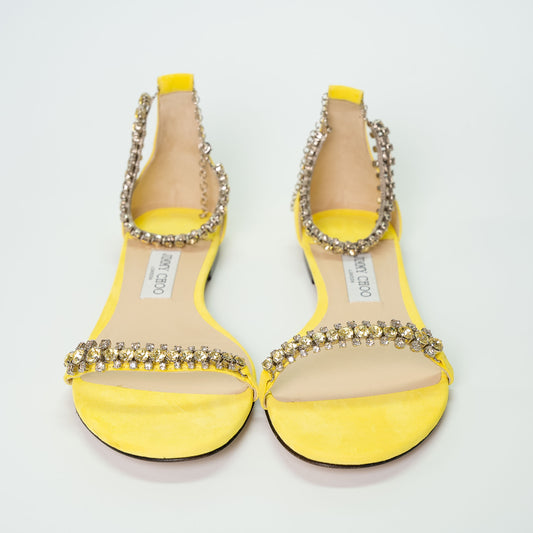 Jimmy Choo Shiloh Yellow Fluro Diamante Sandals