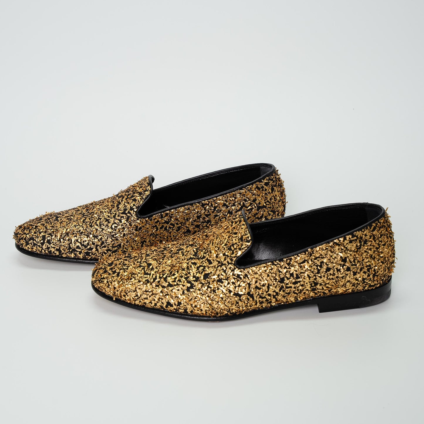 Manolo Blahnik Mario Gold Embellished Loafers