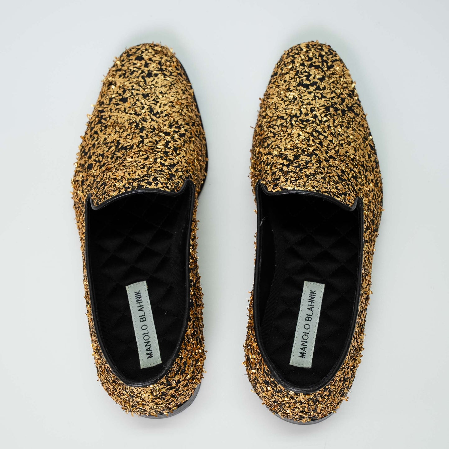 Manolo Blahnik Mario Gold Embellished Loafers