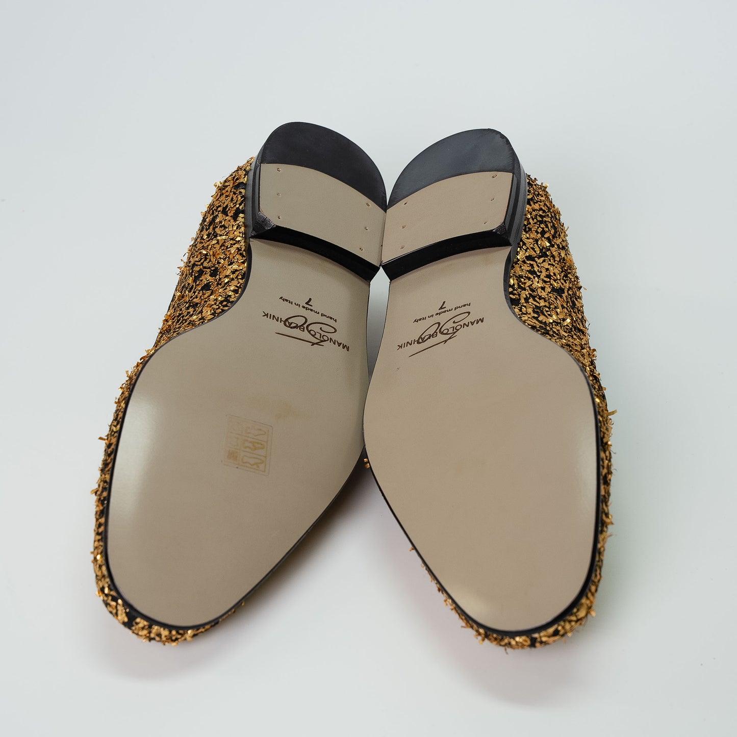 Manolo Blahnik Mario Gold Embellished Loafers