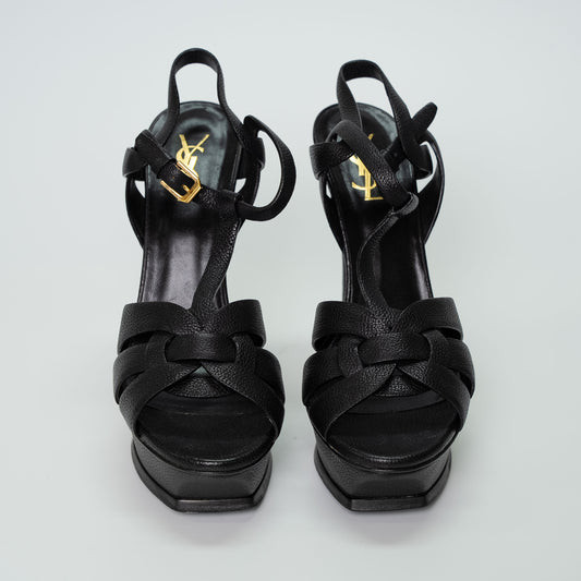 Saint Laurent Tribute Platform Sandals Black Calfskin Leather