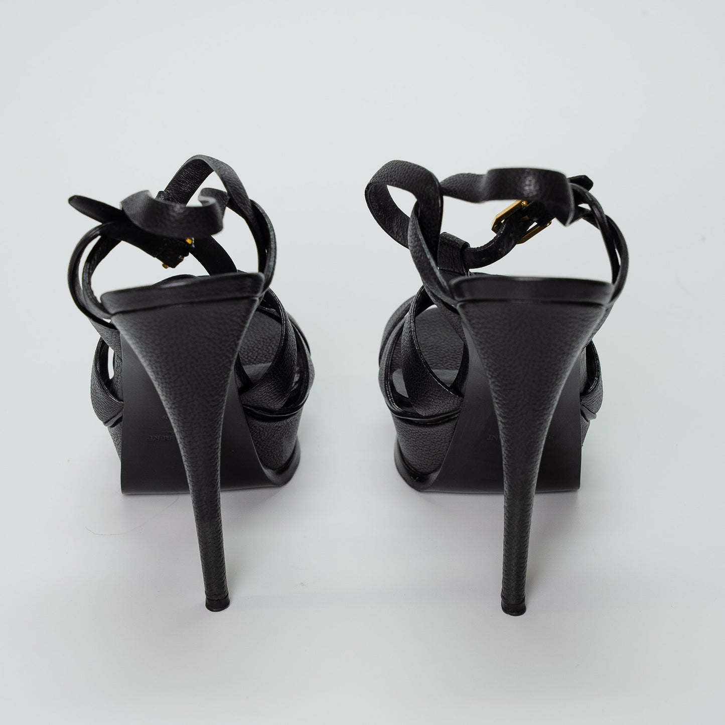 Saint Laurent Tribute Platform Sandals Black Calfskin Leather