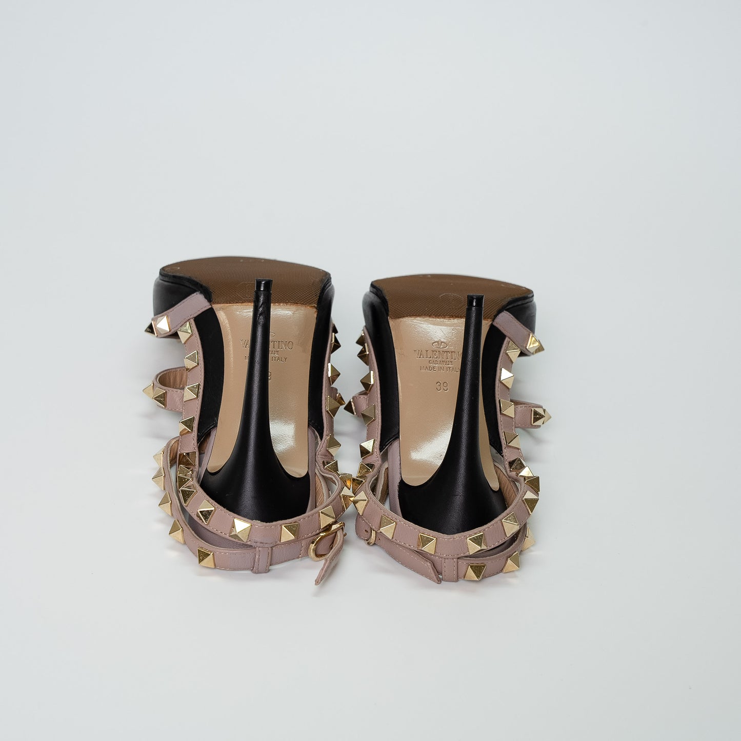 Valentino Garavani Rockstud Caged Pump Black & Poudre Leather