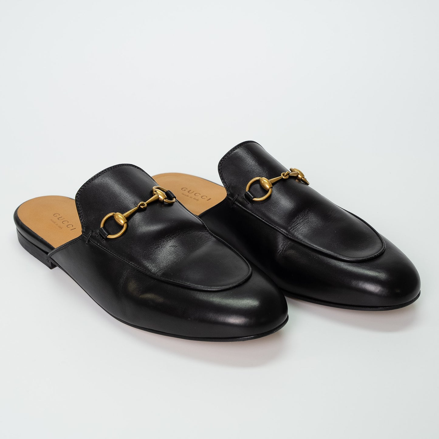 Gucci Black Leather Princetown Mules