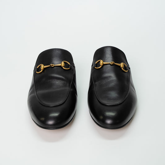 Gucci Black Leather Princetown Mules