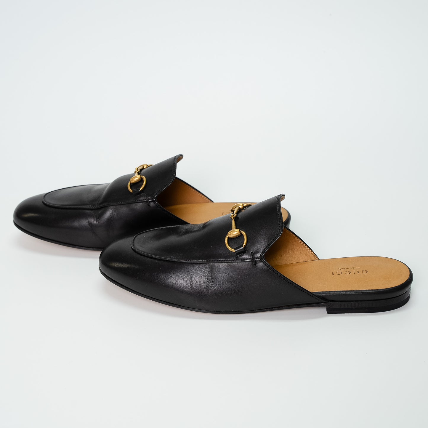 Gucci Black Leather Princetown Mules