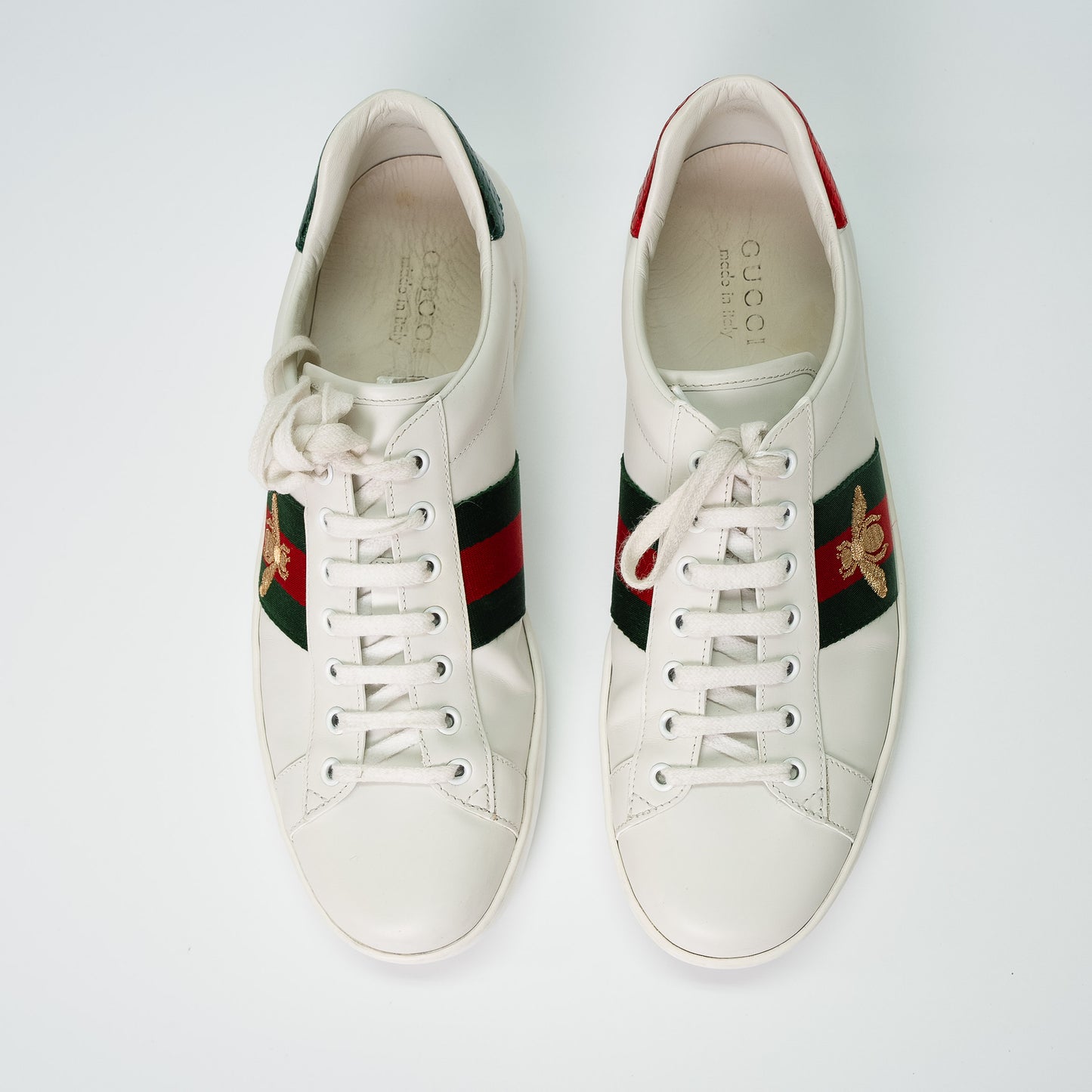 Gucci Ace Bee Embroidered Leather Sneakers