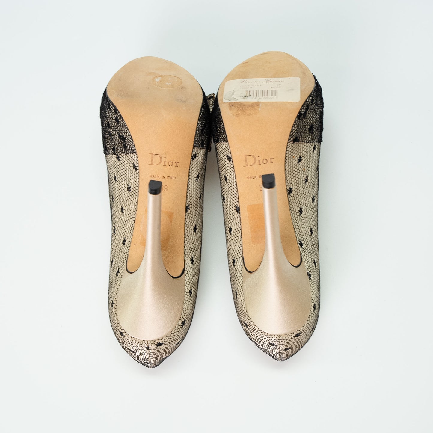 Dior J’Adior Nude Mesh Polka Dot Bow Heels