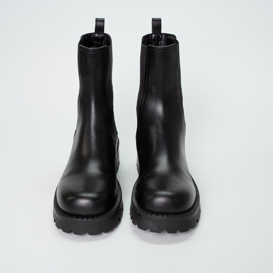 Versace Black Leather Biker Chelsea Boots