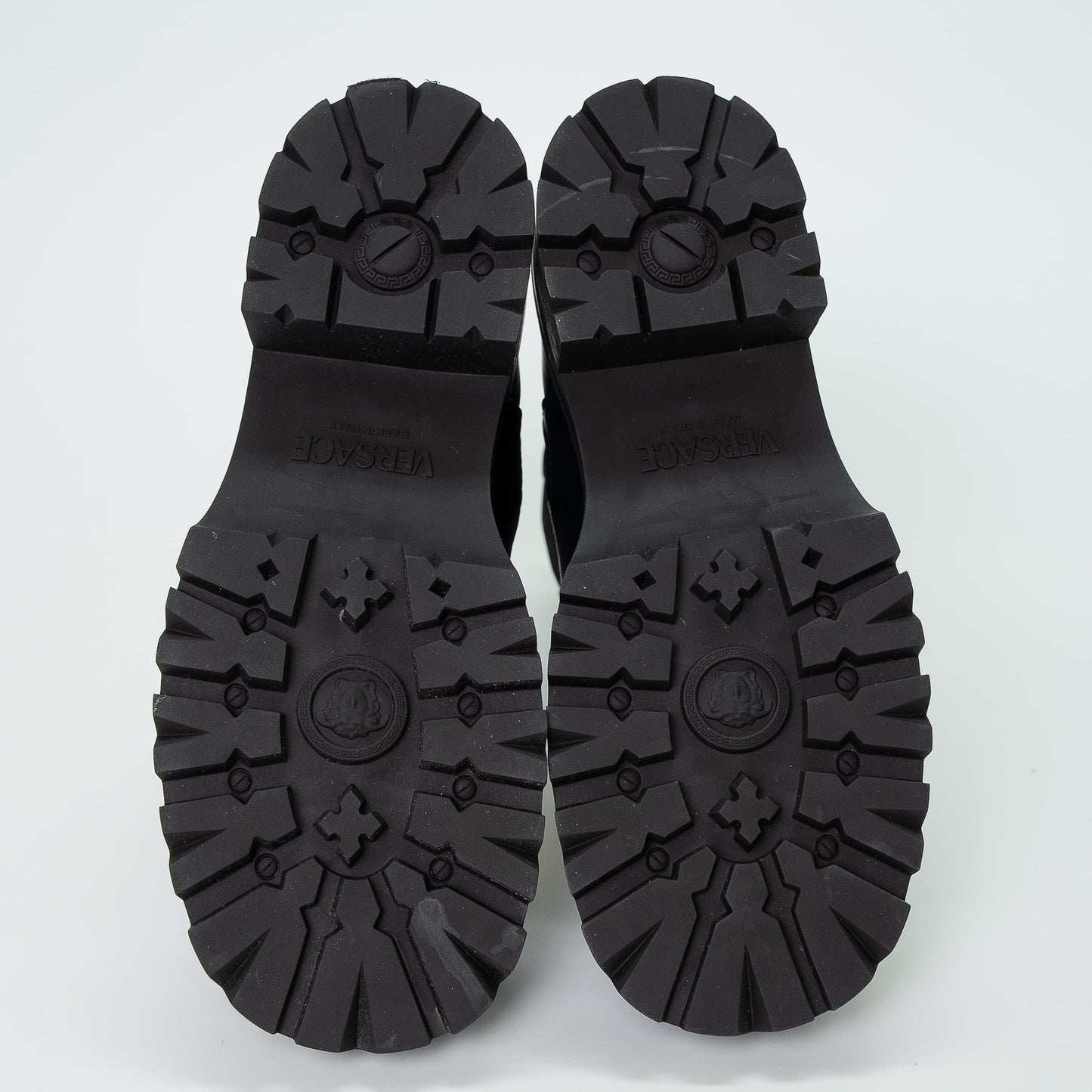 Versace Black Leather Biker Chelsea Boots
