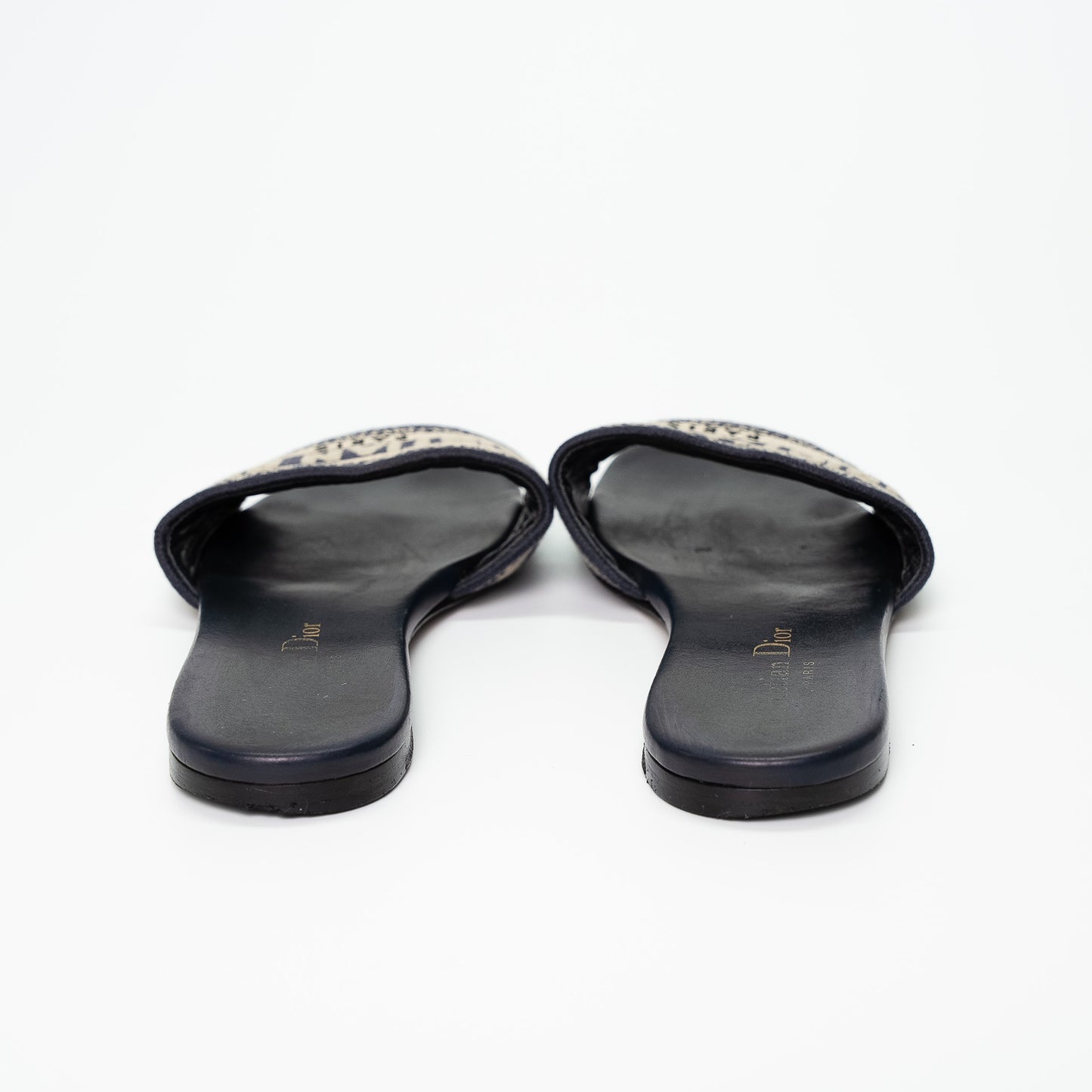 Christian Dior Deep Blue Embroidered Dway Sandals