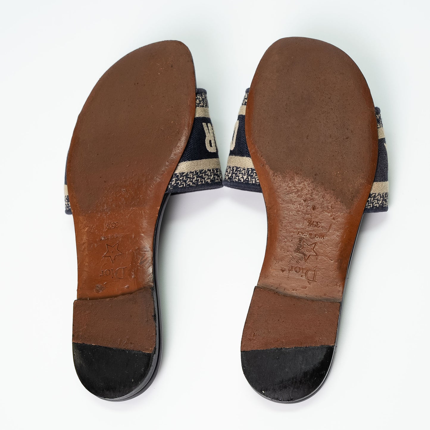 Christian Dior Deep Blue Embroidered Dway Sandals
