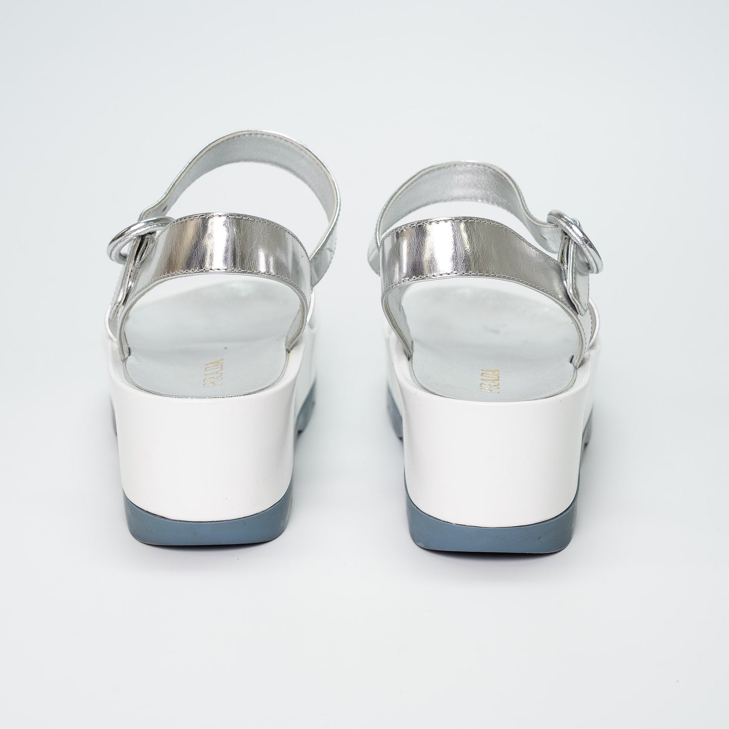 Prada Silver Metallic Leather Platform Sandals