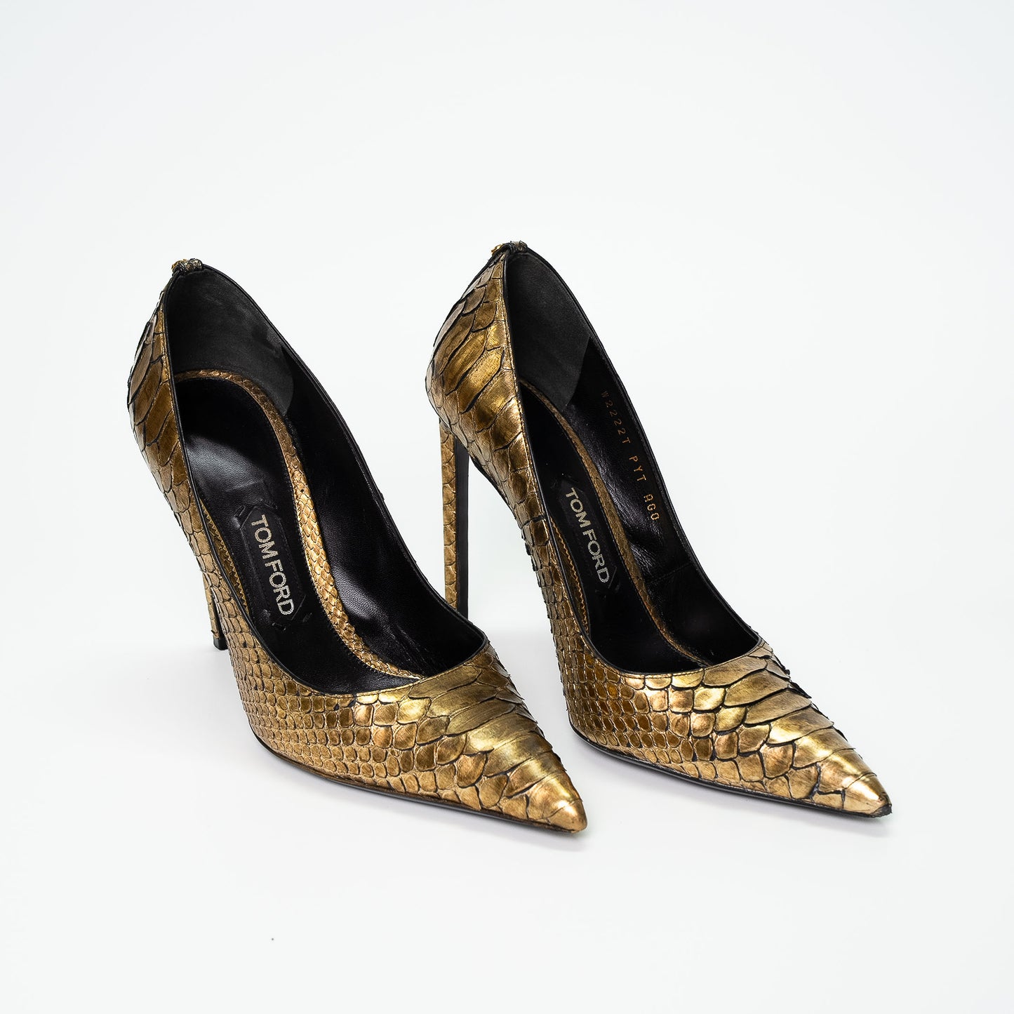 Tom Ford Gold Python Leather Stiletto Heels