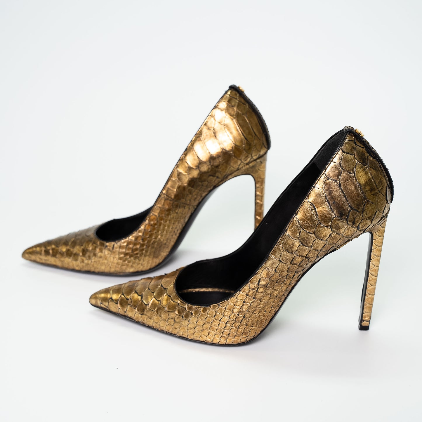 Tom Ford Gold Python Leather Stiletto Heels