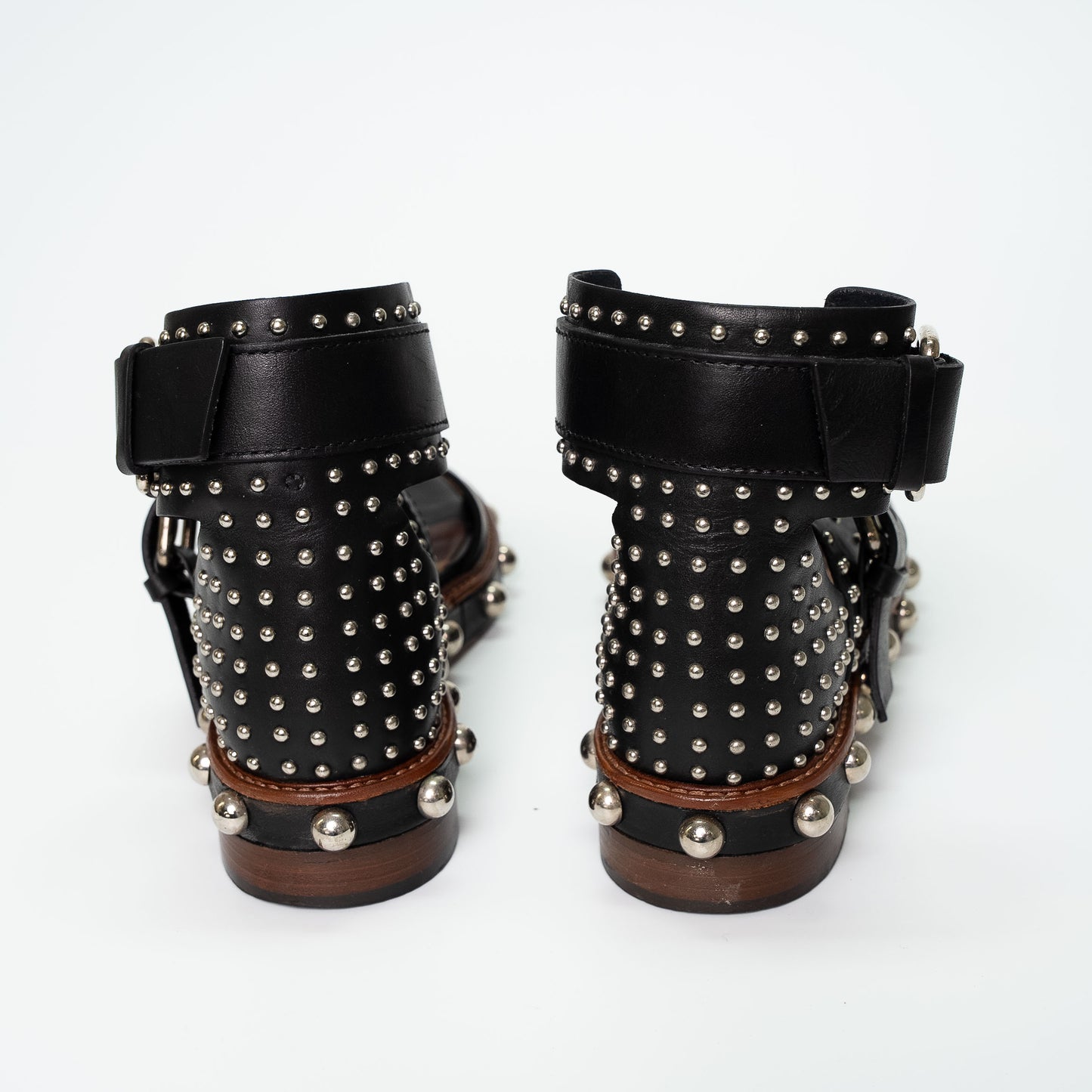 Valentino Garavani Black Leather Studded Sandals