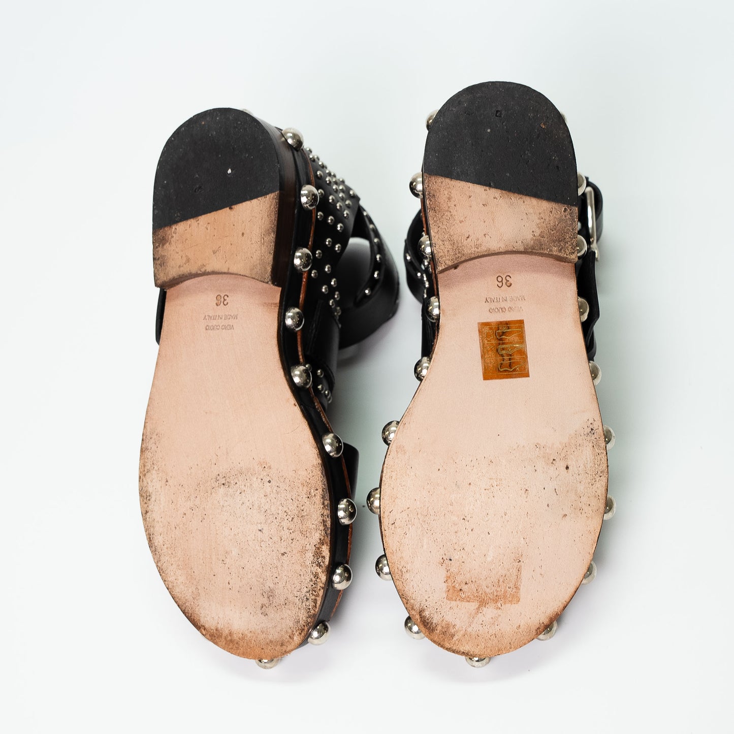 Valentino Garavani Black Leather Studded Sandals