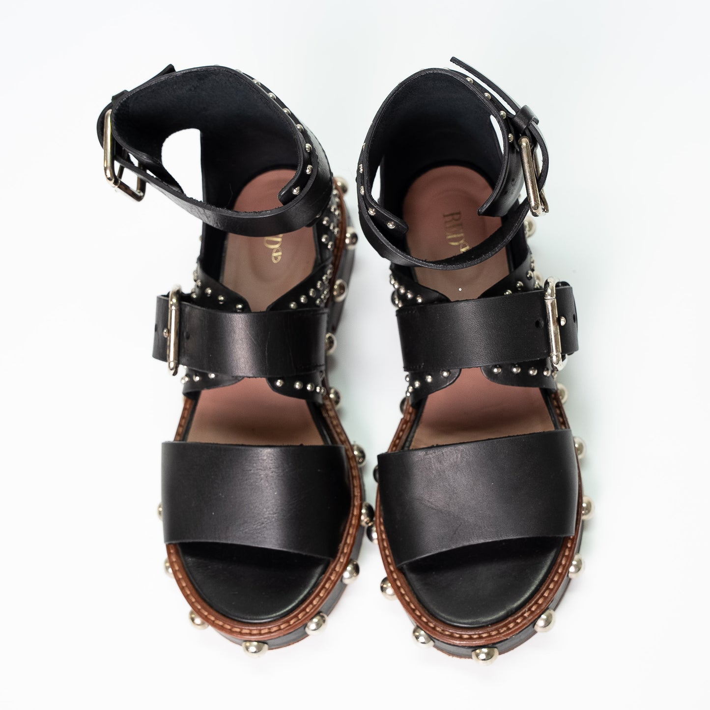 Valentino Garavani Black Leather Studded Sandals