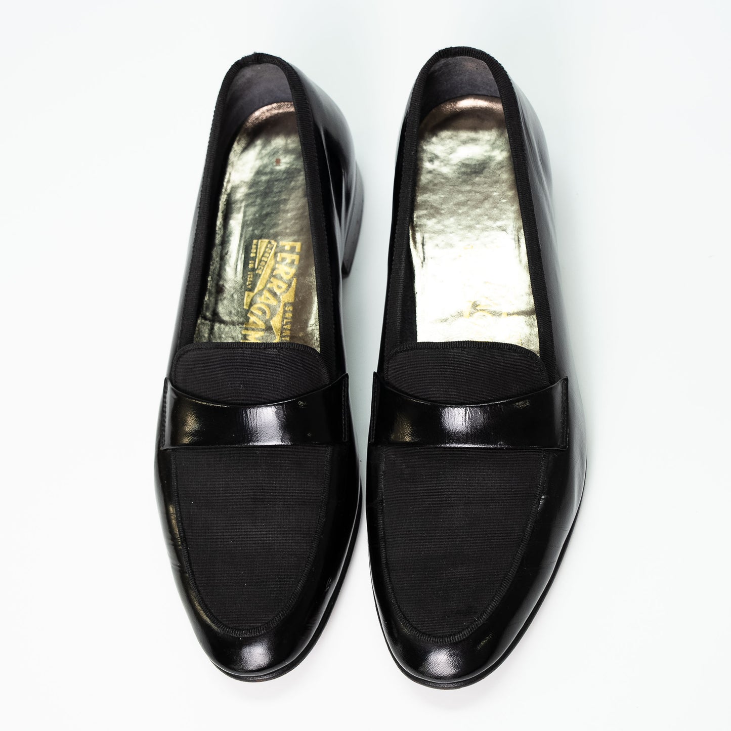 Salvatore Ferragamo Black Patent Leather Dress Loafers