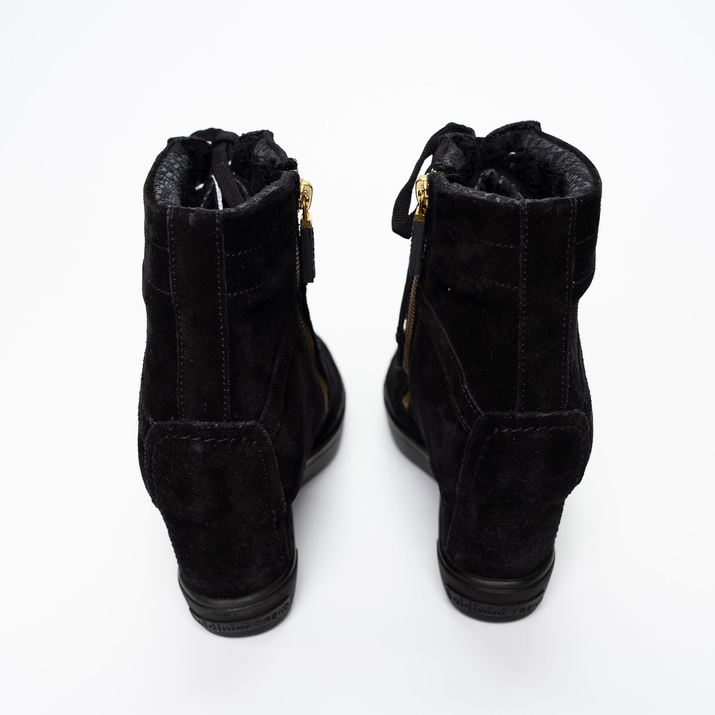 Baldinini Black Suede Leather Wedge Boots
