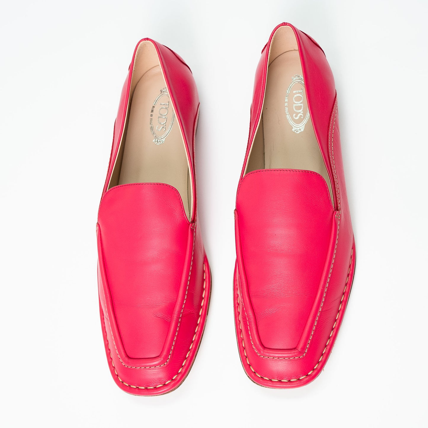Tod’s Hot Pink Leather Loafers Shoes