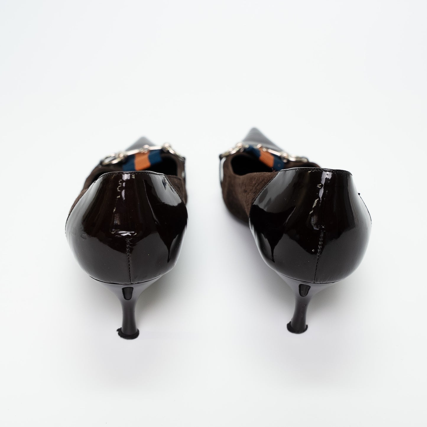 Gucci Brown Monogram Patent Trim Heels Shoes