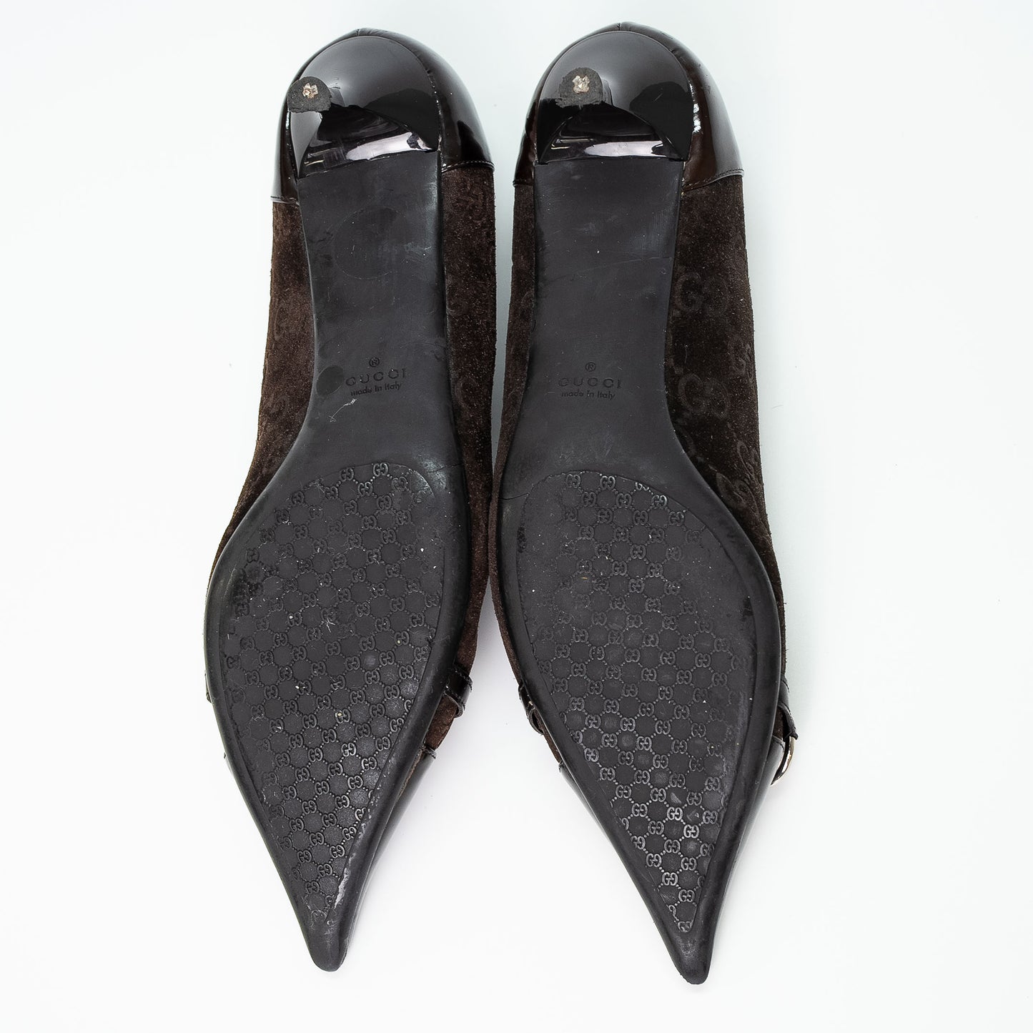 Gucci Brown Monogram Patent Trim Heels Shoes