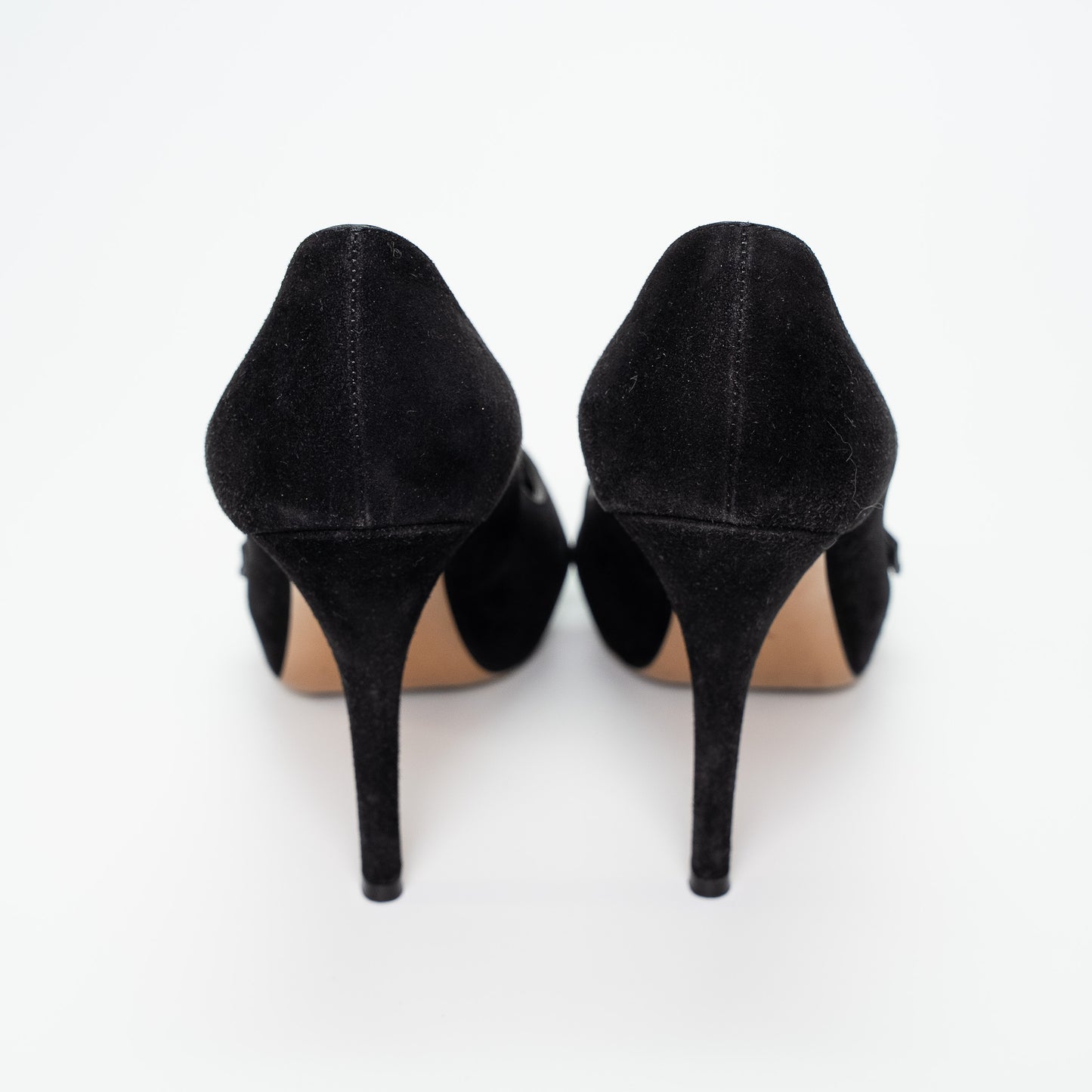 Louis Vuitton Black Suede Peep Toe Heels Shoes
