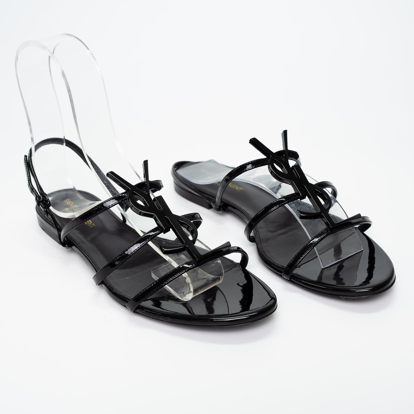 Saint Laurent Cassandra Black Patent Leather Sandals
