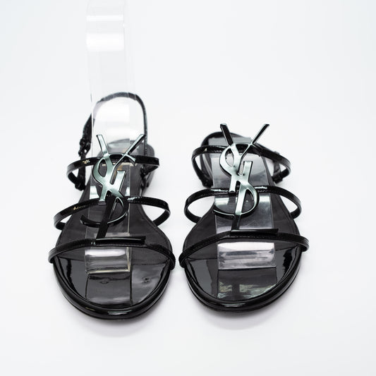 Saint Laurent Cassandra Black Patent Leather Sandals