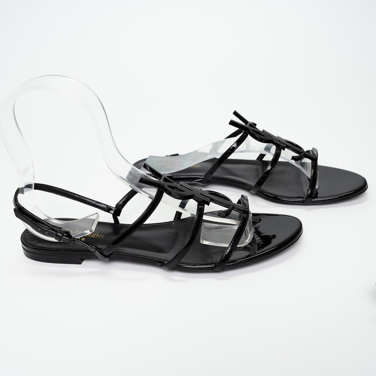 Saint Laurent Cassandra Black Patent Leather Sandals