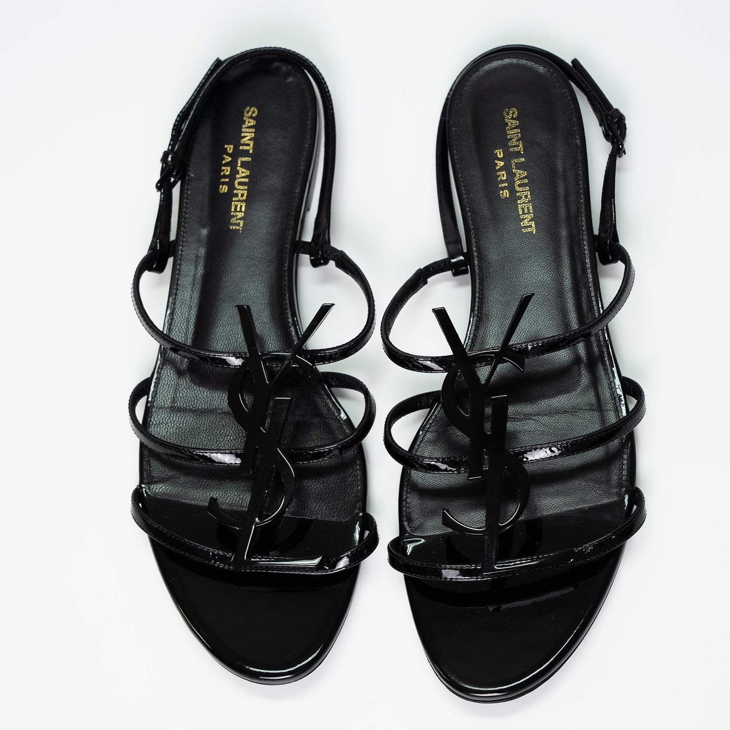 Saint Laurent Cassandra Black Patent Leather Sandals