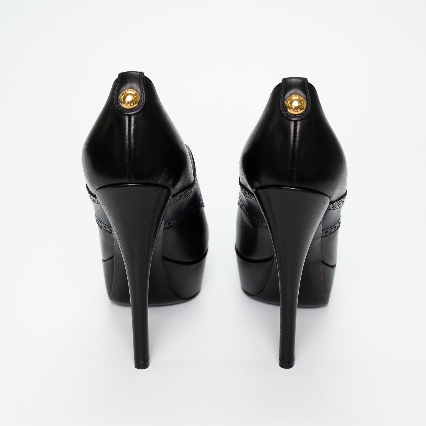 Louis Vuitton Black Leather Platform Oxford Heels Shoes