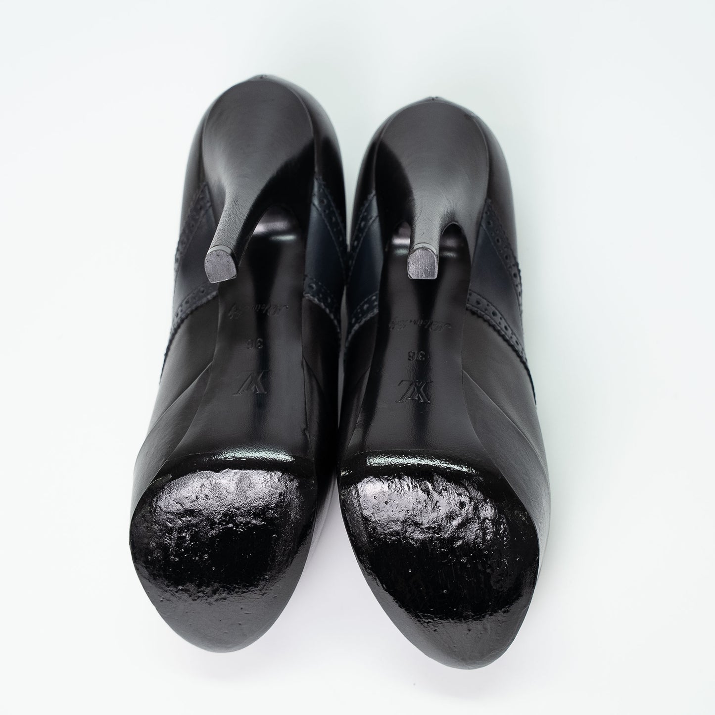 Louis Vuitton Black Leather Platform Oxford Heels Shoes