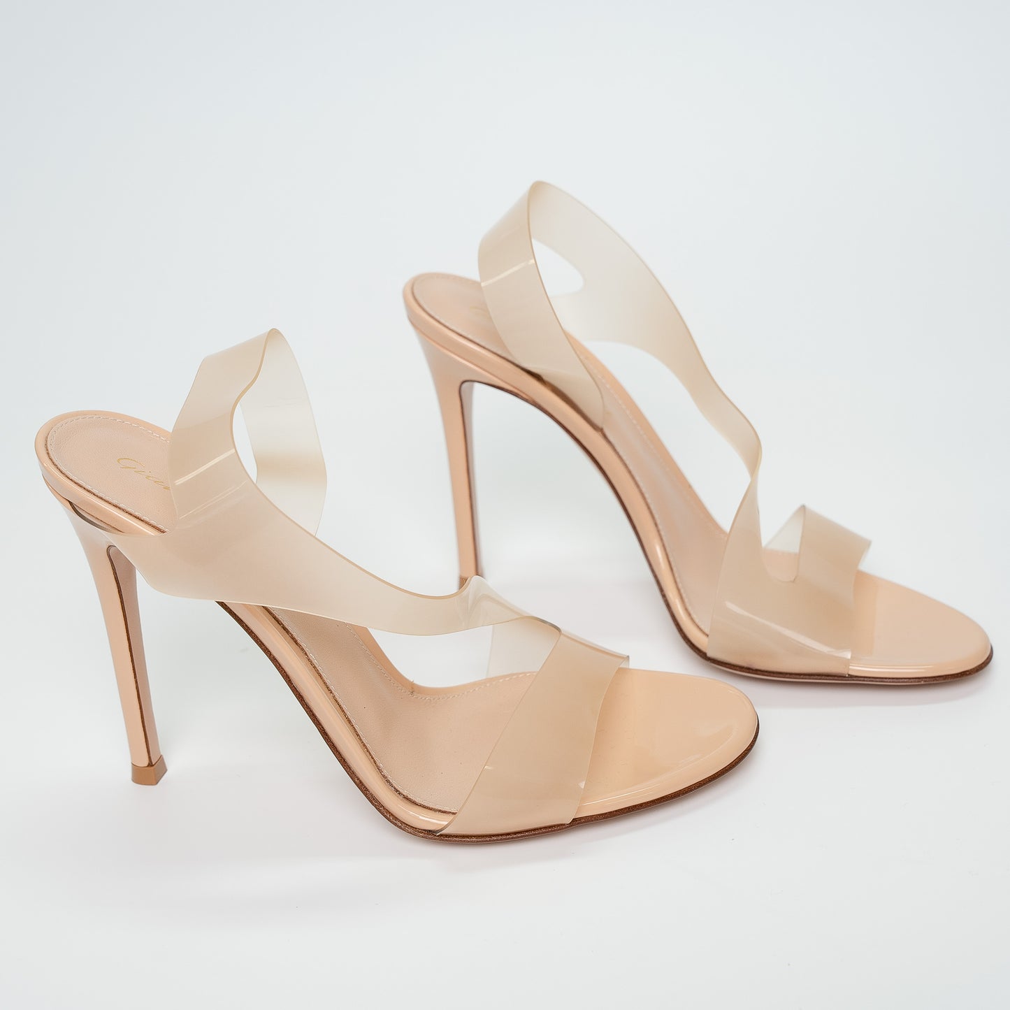 Gianvito Rossi Nude PVC Strap Heeled Sandals
