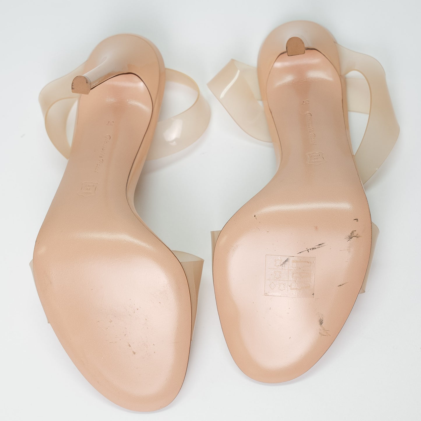 Gianvito Rossi Nude PVC Strap Heeled Sandals