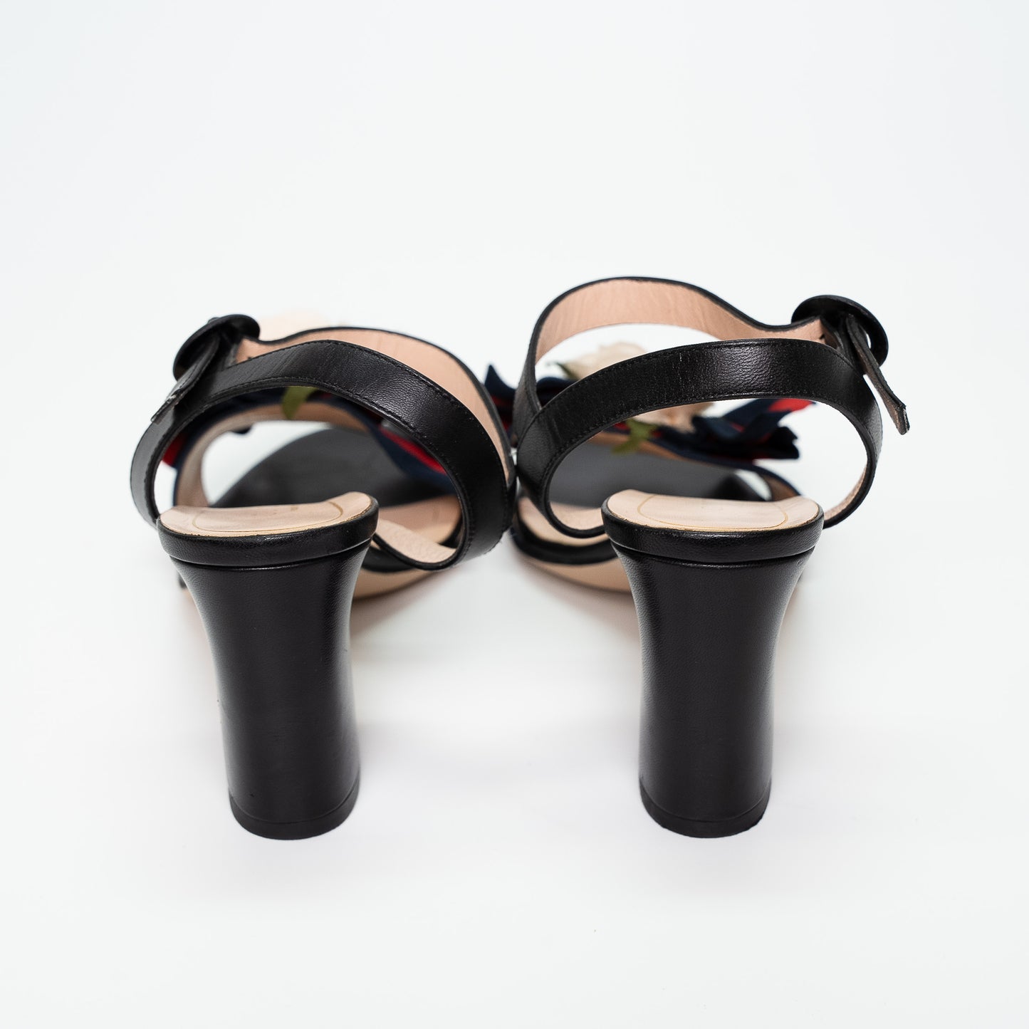 Gucci Web Bow Flower Leather Sandals