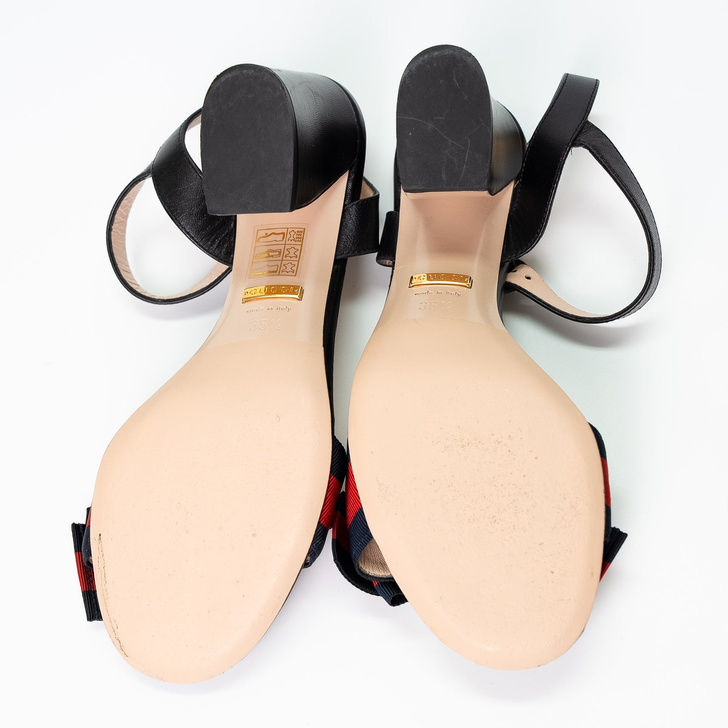 Gucci Web Bow Flower Leather Sandals