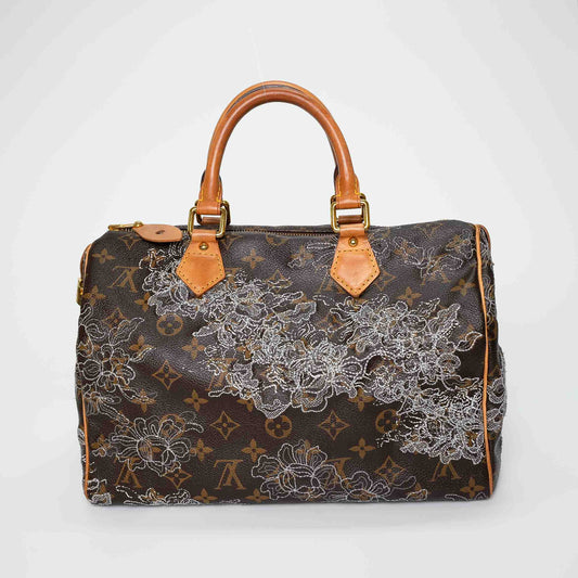 Louis Vuitton Embroidered Monogram Speedy Handbag