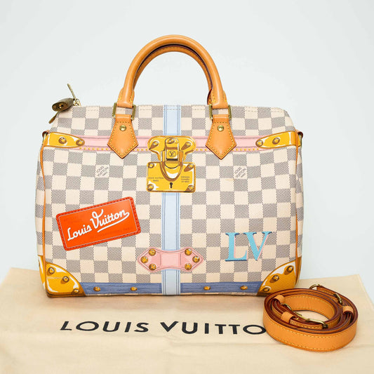 Louis Vuitton Damier Azur Speedy 30 Summer Trunks Handbag