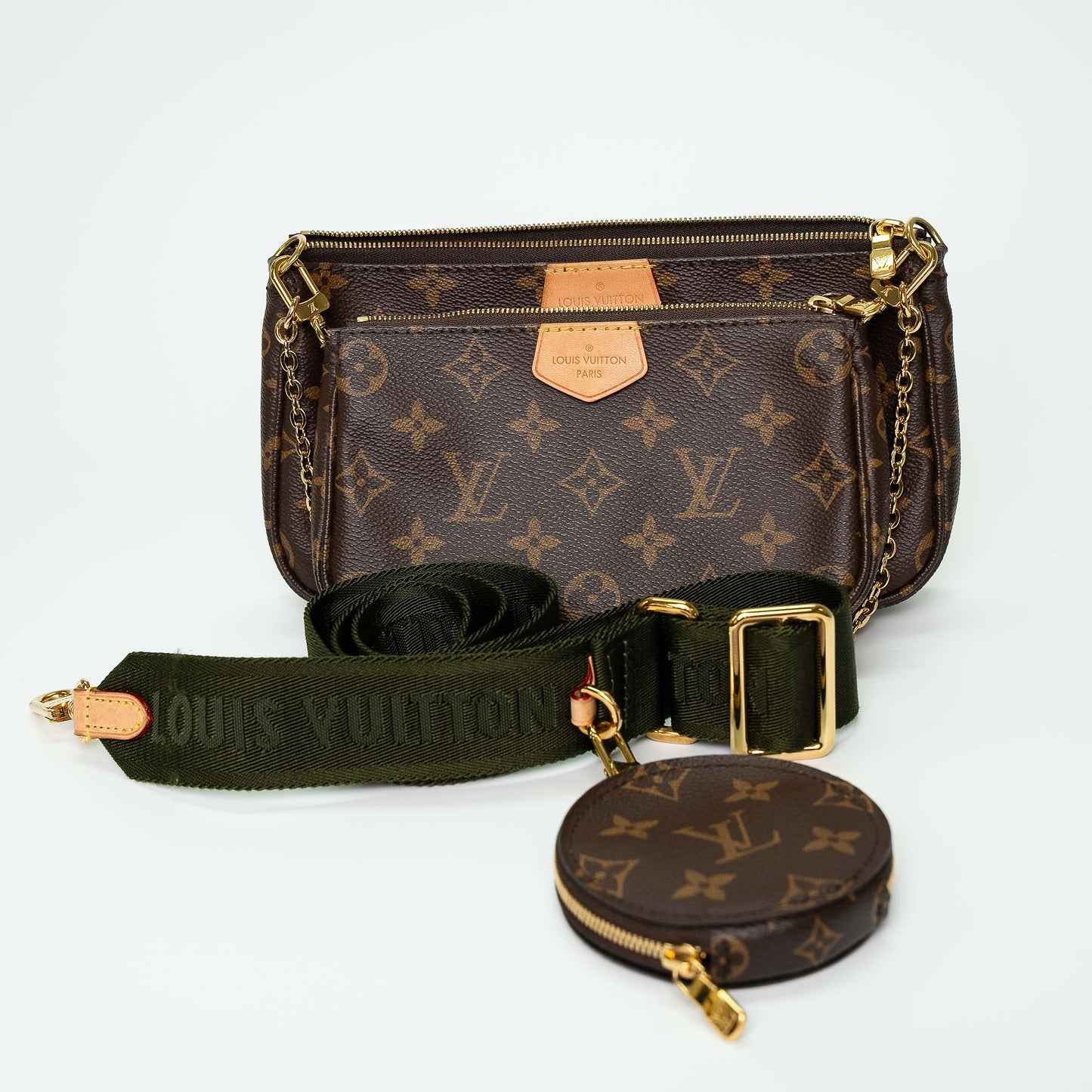Louis Vuitton Monogram Multi Pochette Accessoires Khaki Strap Handbag