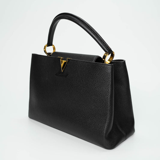 Louis Vuitton Capucines MM Black Leather Handbag