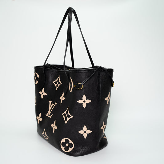 Louis Vuitton Black Beige Monogram Empreinte Neverfull Handbag