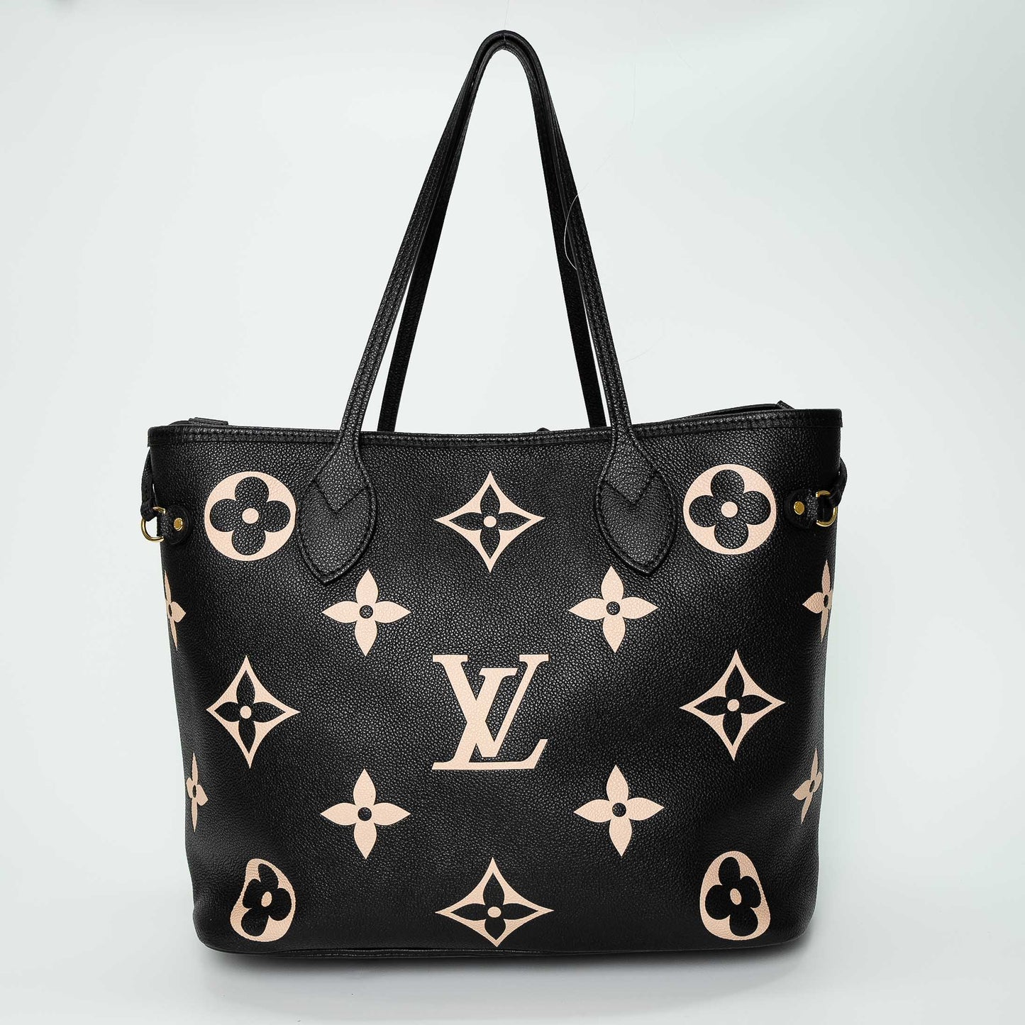 Louis Vuitton Black Beige Monogram Empreinte Neverfull Handbag