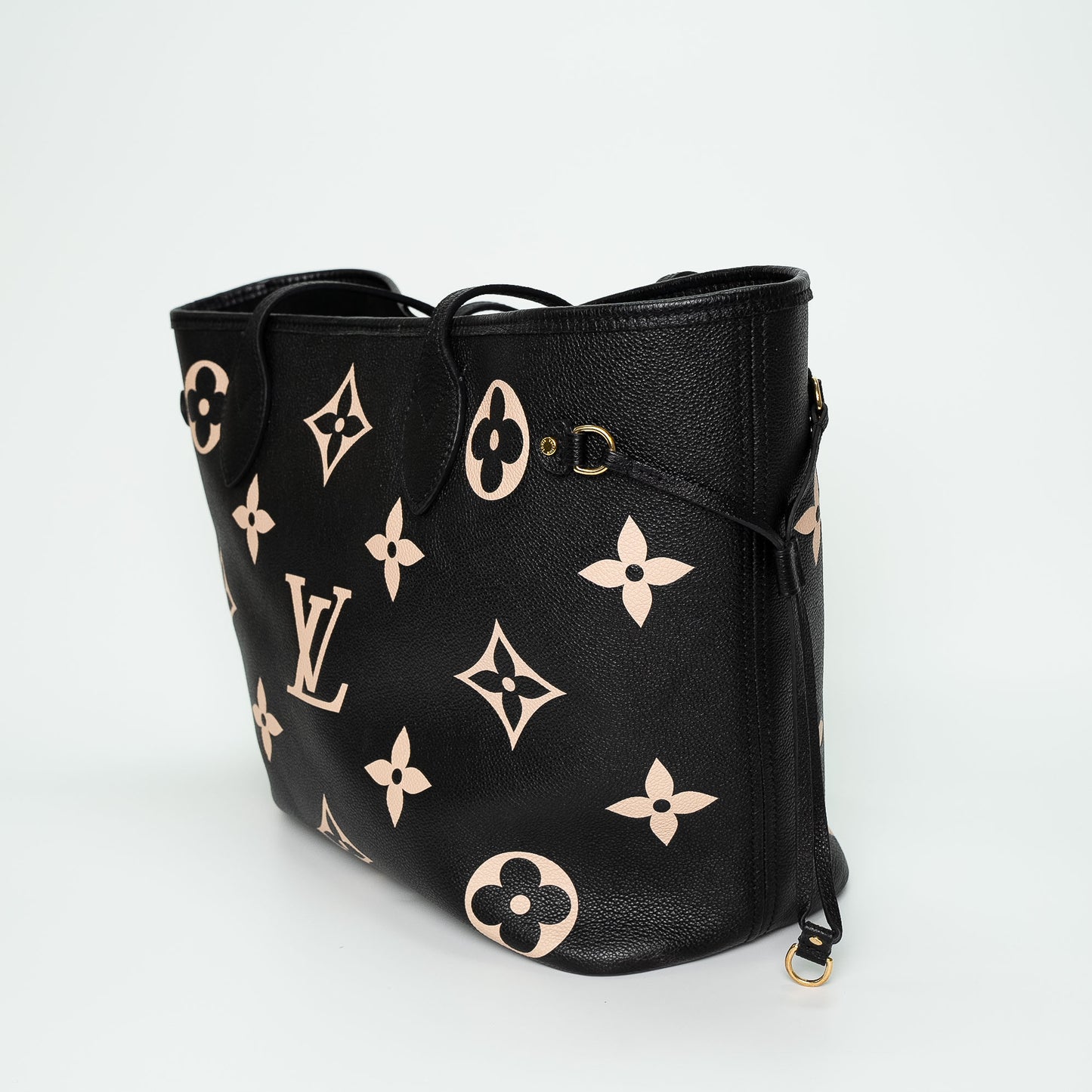 Louis Vuitton Black Beige Monogram Empreinte Neverfull Handbag